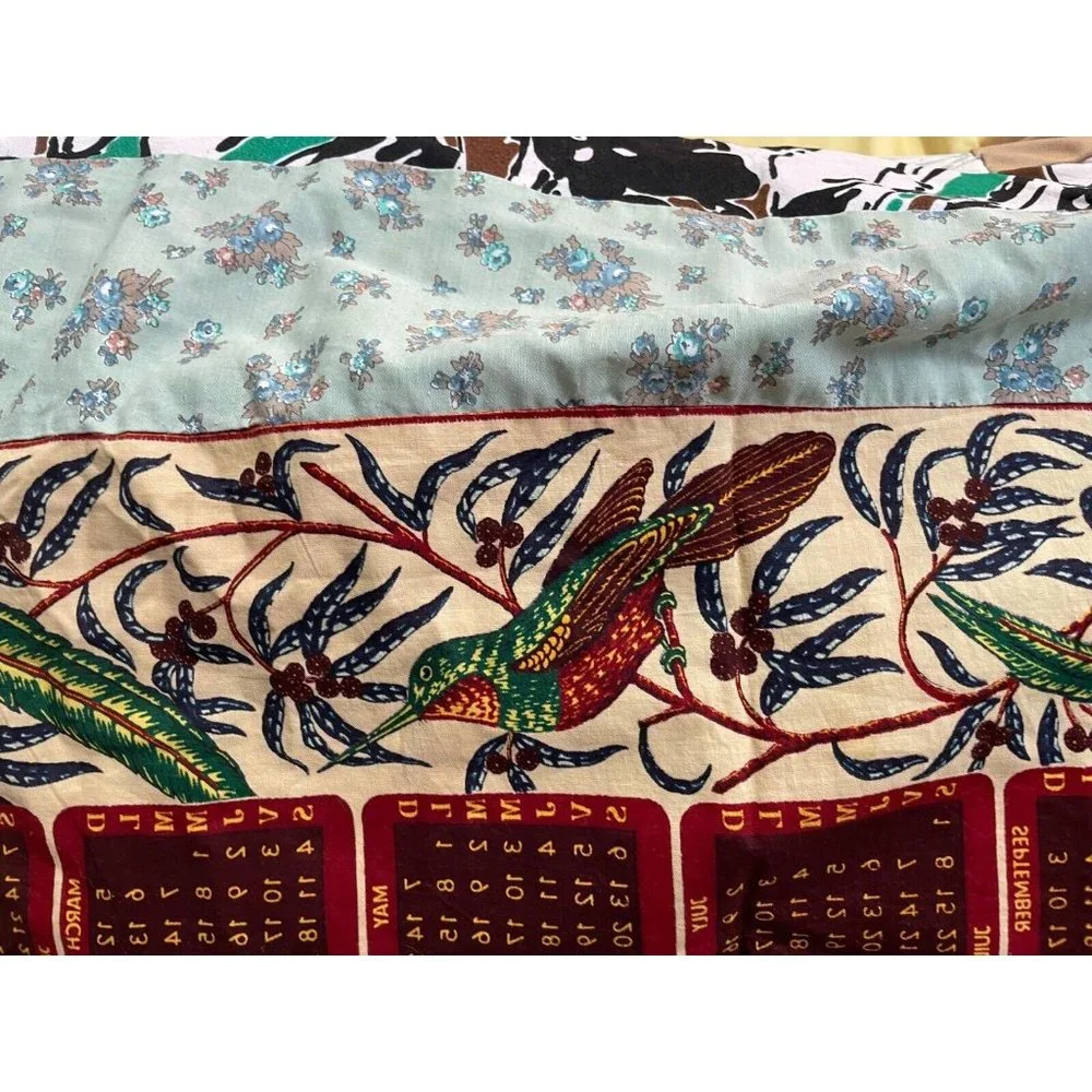 VTG Handmade Patchwork quilt bedspread thin hippy animal full 85 X 71